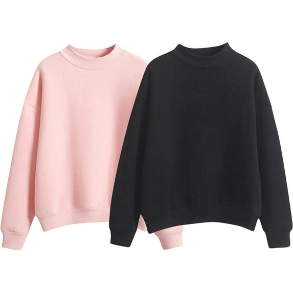 QASIEATN Fall Hoodless Pullover for Ladies Fashion Two Piece Solid Color Fleece Lined Hoodie Loose and Thick Winter Baseball Jacket with Small High Collar