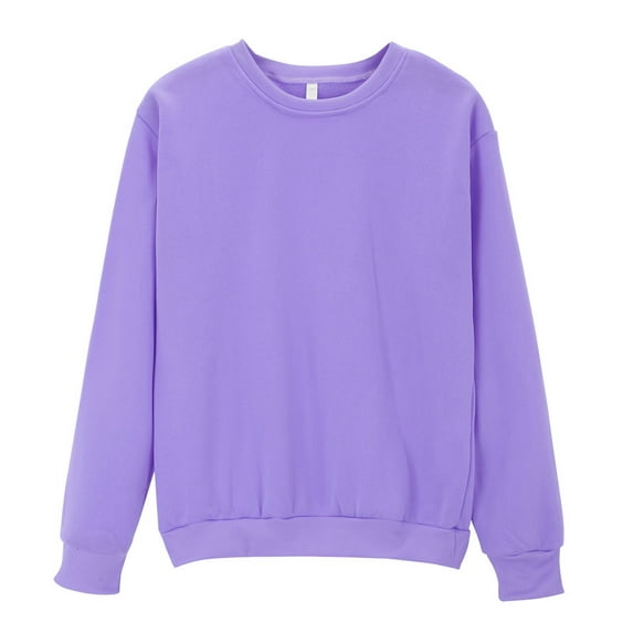 QASIEATN Fall Hoodless Pullover for Women Fashion Women'S Solid Color Round Neck Oversized Sweatshirt Loose Fit Long Sleeve Light Sweatshirt Loose Blouse