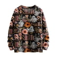 thumbnail image 1 of QASIEATN Fall Hoodless Pullover for Ladies Fashion Halloween Printed Top Fashionable Striped Thick Knit Round Neck Long Sleeved Sweatshirt, 1 of 4