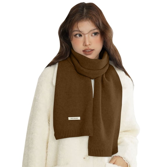 QASIEATN Fall Winter Solid Color Wool Scarf for Soft Knitted Warm Scarves Wool All Couple Scarf Daily Wear Casual Accessories Scarf for Women