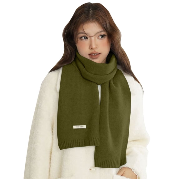 QASIEATN Fall Winter Solid Color Wool Scarf for Soft Knitted Warm Scarves Wool All Couple Scarf Daily Wear Casual Accessories Scarf for Women