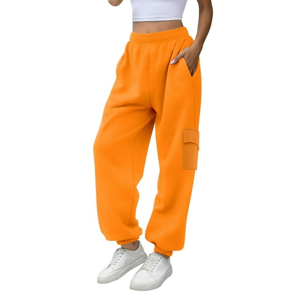 QASIEATN Fashion High Waisted Jogger Pants for Women Casual Solid Color Sweatpants Pockets Gym Athletic Pockets Trousers