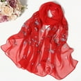 thumbnail image 1 of QASIEATN Fashion Women Roses Printing Long Soft Wrap Scarf Simulation Silk Shawl Scarves Daily Wear Casual Accessories Scarf for Women, 1 of 2