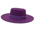 thumbnail image 1 of QASIEATN Fedora Hat for Graceful Ladies Fashion Women and Men Flat Wide Brim Warm Hat Retro Style Panama Hat Women's Accessories Purple, 1 of 3