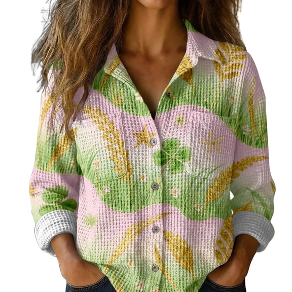 QASIEATN Flannel Shirts for Women Short Sleeve Button Down Blouse Casual Graphic Tees Women's Tops