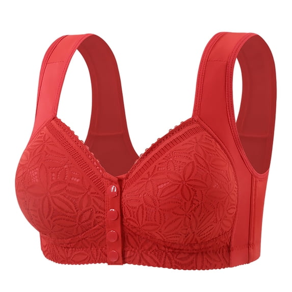 QASIEATN Front Closure Daisy Bras for Older Women Skin-friendly Comfortable Wireless Bras Womens Underwear Everyday Bralettes