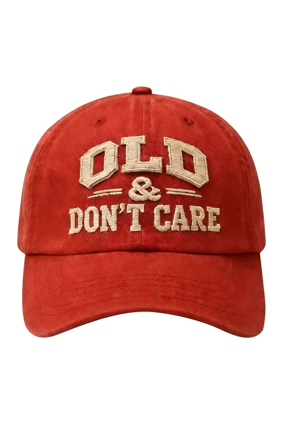 Funny Old & Don't Care Hat Embroidered Washed Cotton Baseball Cap Novelty Retirement for Dad Grandpa Daily Wear Casual Accessories Baseball Caps for Women