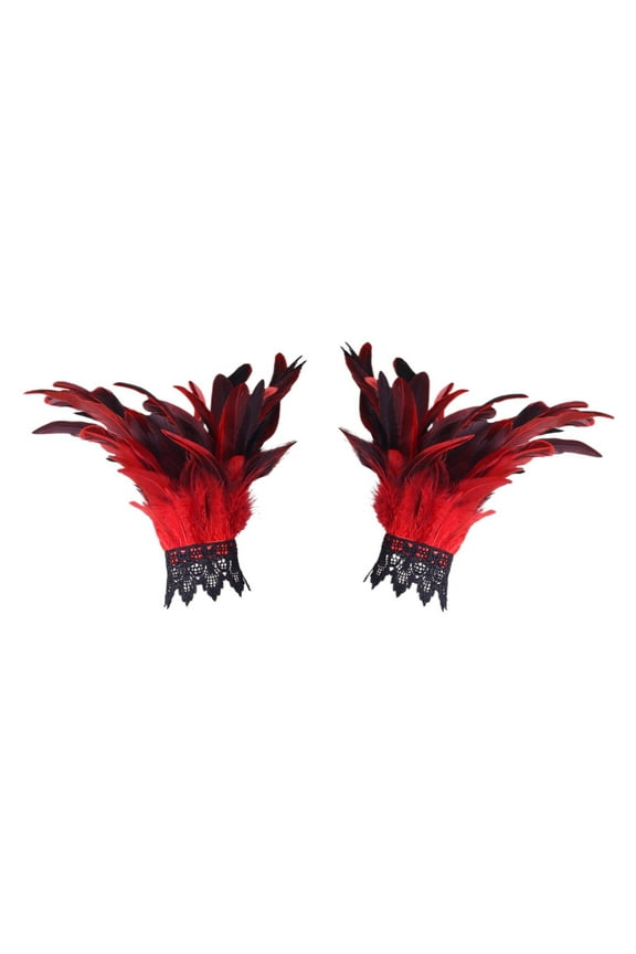 Gloves for Elegant Women Fashion Feather Decorative Gloves Carnival Party Costume Accessories Masquerade Show Winter Accessories Red