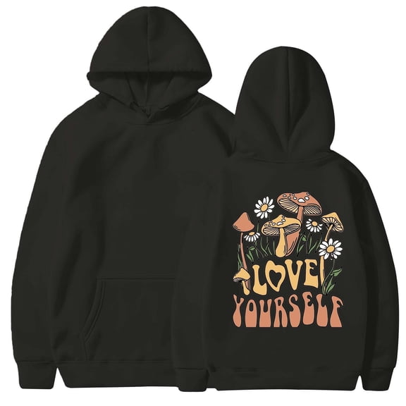 QASIEATN Hoodies for Graceful Women Fashion, Letter Print "LOVE YOURSELF"Oversized Hoodie Long Sleeve Graphic Loose Hooded Sweatshirt Pullover Tops, Womens Fall Tops