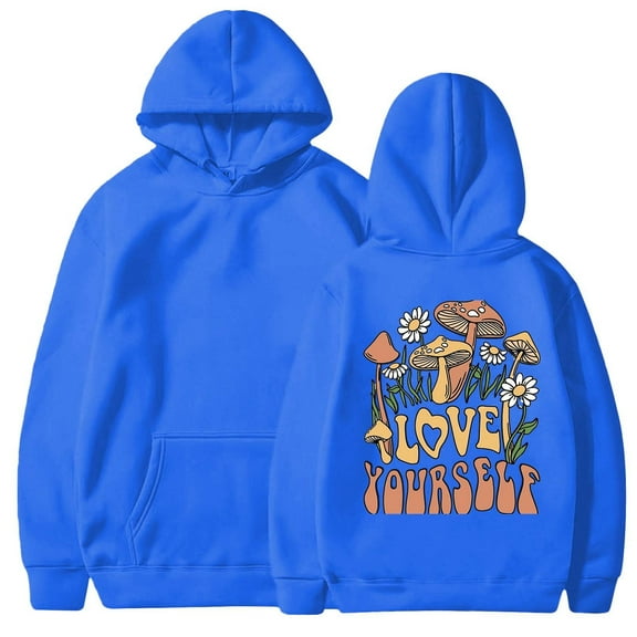 QASIEATN Hoodies for Graceful Women Fashion, Letter Print "LOVE YOURSELF"Oversized Hoodie Long Sleeve Graphic Loose Hooded Sweatshirt Pullover Tops, Womens Fall Tops