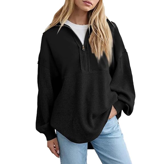 QASIEATN Hoodies for Graceful Women Fashion, SHEWIN Sweatshirt Casual Knit Half Zip Pullover Loose Long Sleeve Tops Fall Outfit Clothes , Womens Fall Tops