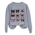 thumbnail image 1 of QASIEATN Hoodies for Graceful Women Fashion, Ladies Bow Tie Print Round Neck Casual Long Sleeve Top Sweatshirt, Womens Fall Tops, 1 of 3