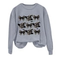 thumbnail image 1 of QASIEATN Hoodies for Graceful Women Fashion, Ladies Human Skeleton and Bow Print Round Neck Casual Long Sleeve Top Sweatshirt, Womens Fall Tops, 1 of 3
