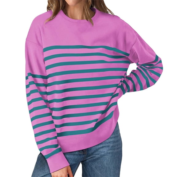 QASIEATN Hoodies for Graceful Women Fashion, Sweatshirts Crewneck Long Sleeve Striped Tops Lightweight Fashion , Womens Fall Tops