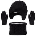 thumbnail image 1 of QASIEATN Kids' Everyday Wear Accessories 3 Pcs Kids Winter Hat Gloves Scarf Set Solid Knitted Beanie Hat Neck Warmer Mittens Fleece Lined Set for Boys and Girls, 1 of 7