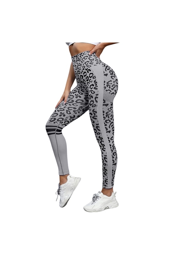 Leopard Print High Waist Yoga Pants With Pockets for Women Fashion Slim Fit Women's Workout Running Leggings