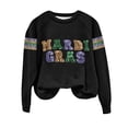 thumbnail image 1 of QASIEATN Mardi Gras Hoodless Hoodies for Women Fashion Sequin Print Round Neck Long Sleeve Loose Pullover Tops Women's Sweatshirt, 1 of 9