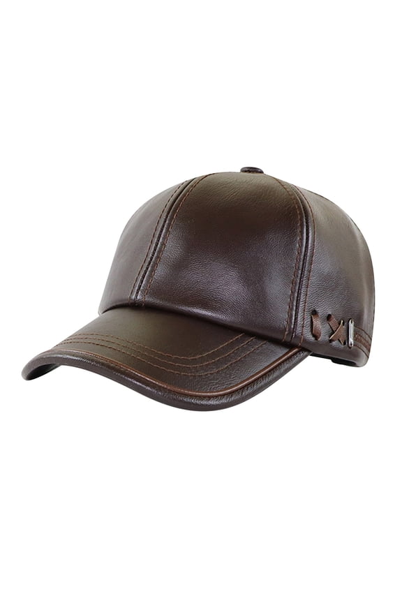 Men's Everyday Wear Accessories Autumn And Winter Leather Dad Hat for Middle And Elderly Fashion Solid Color Versatile Visor Hat Men's Baseball Cap