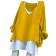 thumbnail image 1 of QASIEATN Pretty Solid Color Loose Plus Size Long Cotton Texture Dress Shirt Fall Fashion Outfits, 1 of 7