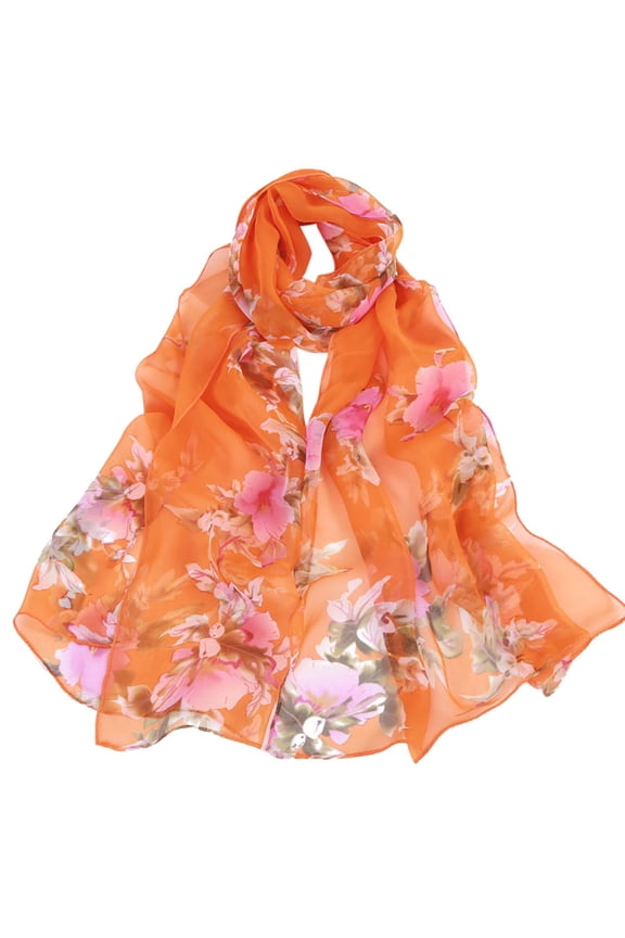 Scarf for Graceful Ladies Fashion Fashion Women Peach Printing Long Soft Wrap Scarf Ladies Shawl Scarves Winter Accessories Orange