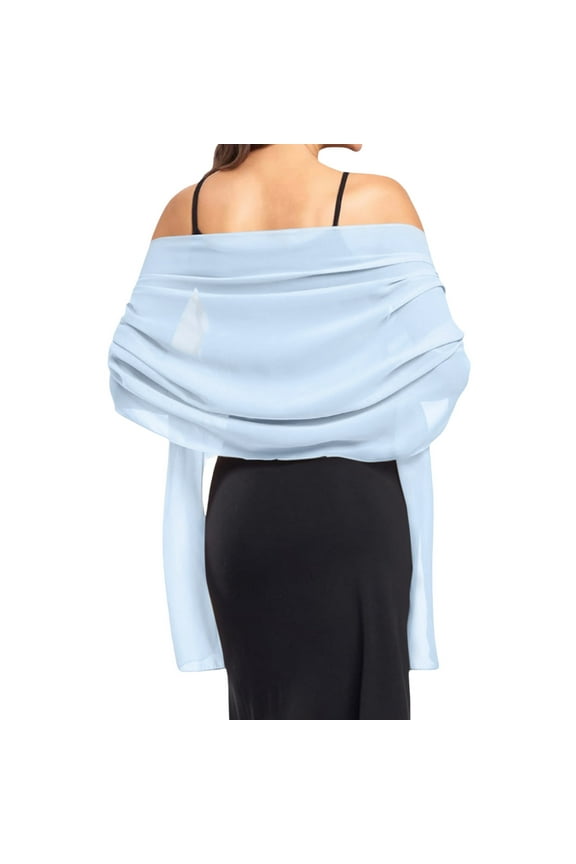 Shawl Wrap for Delicate Ladies Fashion Evening Gown Shawl Women's Chiffon Shawl Wedding Shawl Formal Gown Shawl Bride Bridesmaid Shawl Soft Scarf Winter Accessories Blue