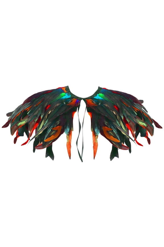 Shawl Wrap for Elegant Women Fashion Women's Feather Shawl Crow Feather Collar Carnival Shawl Winter Accessories Green