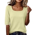 thumbnail image 1 of QASIEATN Short Sleeve Tops for Women Summer Thread Neck T Shirts Loose Fit Casual Lightweight Work Blouse Fall Fashion Outfits, 1 of 9