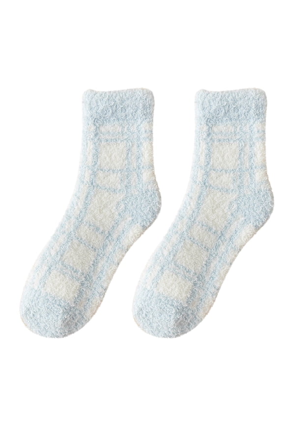 Slouchy Socks for Women Plaid Plush Winter Sleeping Socks House Socks Bed Socks Hut Socks