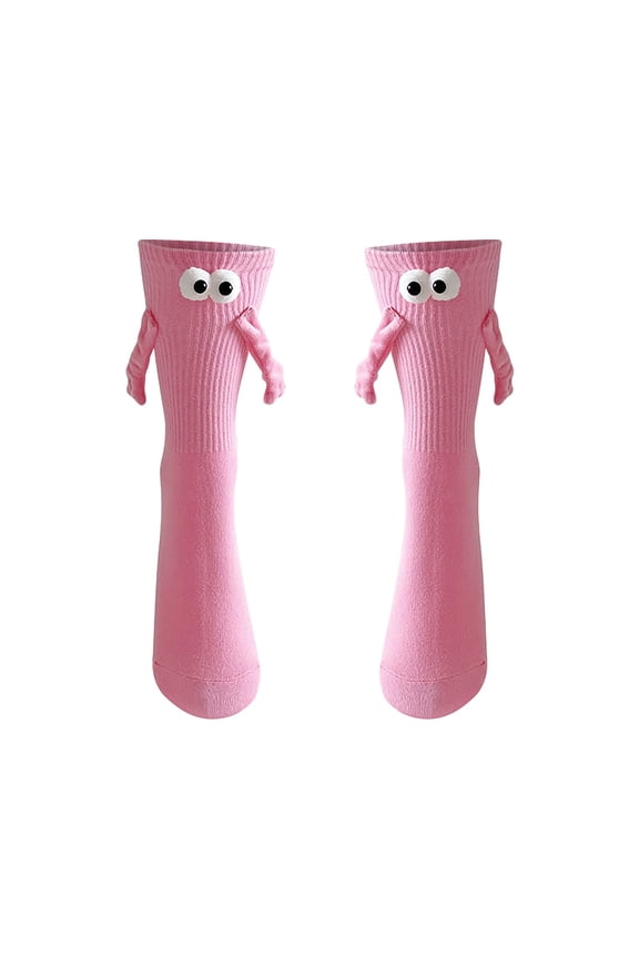 Socks for Pretty Women Fashion Couple Holding Hands Socks Pull Tube Socks Female Cute Magnet Pile Socks Women's Accessories Pink
