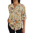 thumbnail image 1 of QASIEATN Summer Lightweight Blouses 3/4 Long Sleeve Shirts for Women V Neck Casual Fit Work Tops, 1 of 4