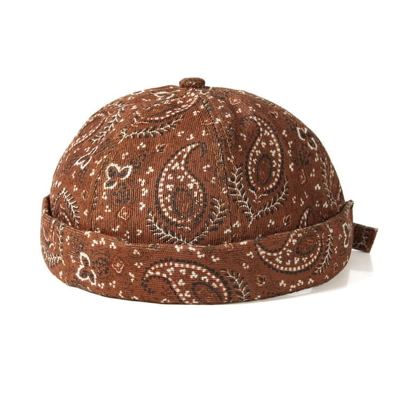 QASIEATN Sun Hat for Women and Men Retro Yuppie Hat Men and Women Autumn and Winter Cashew Flower Hat Brimless Sailor Cold Hat Hat Pumpkin Hat