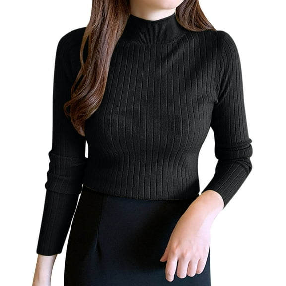 QASIEATN Sweaters for Graceful Women Fashion, Autumn and Winter Cardigan New Half High Round Neck Hollow Knitted Top Loose Bottoming Shirt, Womens Fall Tops