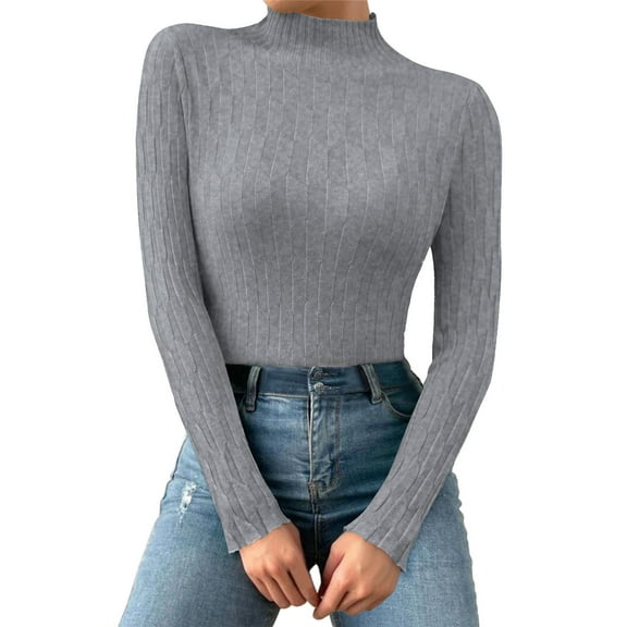 QASIEATN Sweaters for Graceful Women Fashion, Casual Autumn and Winter Multicolor Pattern Mid Neck Warm Long Sleeved Knitted Bottoming Shirt, Womens Fall Tops