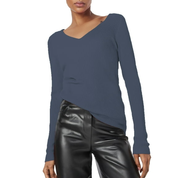 QASIEATN Sweaters for Graceful Women Fashion, Knit Sweater Autumn Winter V Neck Slim Fit Pullover Strip Top with Tight Long Sleeved Base Shirt, Womens Fall Tops