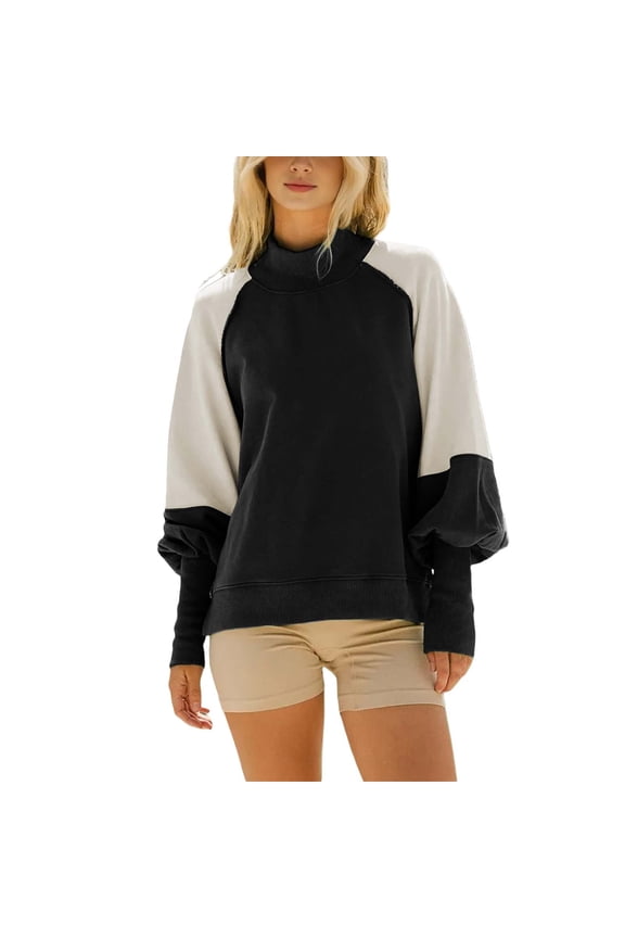 Sweaters for Graceful Women Fashion, Sweatshirts Crewneck Long Sleeve Tunic Sweaters Tops Oversized Color Block Pullover Fall Clothes, Womens Fall Tops
