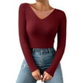 thumbnail image 1 of QASIEATN Sweaters for Graceful Ladies Fashion, Autumn and Winter V Neck Casual Knitted Long Sleeved Pullover Thermal Top, Womens Fall Tops, 1 of 4
