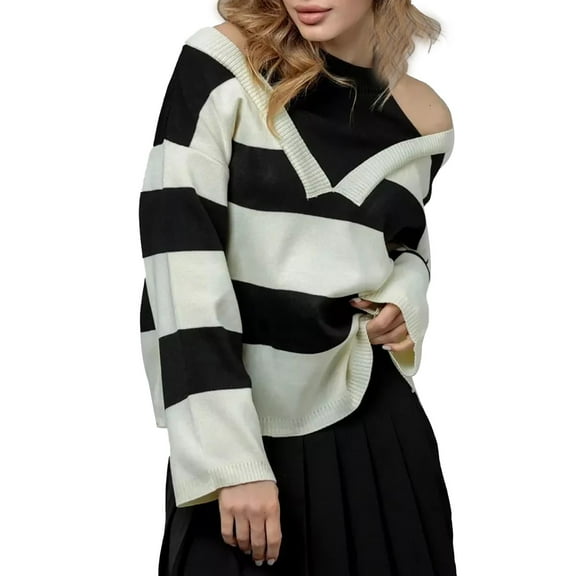 QASIEATN Sweaters for Graceful Women Fashion, Knit Long Sleeve Casual Pullover Sweater Top, Womens Fall Tops