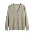thumbnail image 1 of QASIEATN Sweaters for Graceful Women Fashion, Ladies' Solid Tone Buttoned Mercerized Cotton Loose Sweater with Cardigan Jacket, Womens Fall Tops, 1 of 8