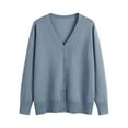 thumbnail image 1 of QASIEATN Sweaters for Graceful Women Fashion, Ladies' Solid Tone Buttoned Mercerized Cotton Loose Sweater with Cardigan Jacket, Womens Fall Tops, 1 of 8