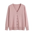 thumbnail image 1 of QASIEATN Sweaters for Graceful Women Fashion, Ladies' Solid Tone Buttoned Mercerized Cotton Loose Sweater with Cardigan Jacket, Womens Fall Tops, 1 of 8