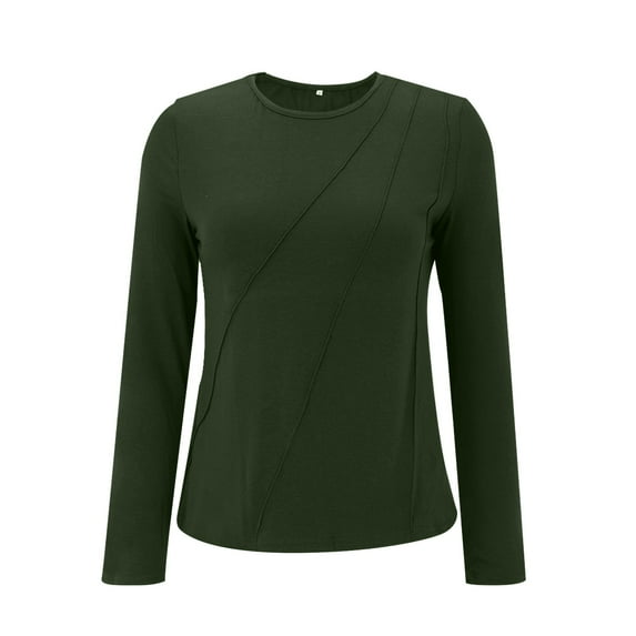 QASIEATN Sweatshirt for Graceful Ladies Fashion, Solid Color Round Neck Loose Long Sleeve Shirt Straight Tube Temperament Style Regular Sleeve Ordinary, Womens Fall Tops