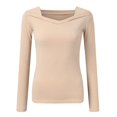 thumbnail image 1 of QASIEATN Sweatshirt for Graceful Women Fashion, De Velvet Leggings Female Autumn and Winter New Design Sense Square Collar Irregular Ground Hair Foreign Style Slim Inside Top, Womens Fall Tops, 1 of 4