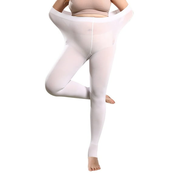 QASIEATN Tights for Delicate Ladies Fashion Women's Plus Size Velvet 80D Dance Practice Breathable T Crotch Elastic Stockings Tights Winter Accessories White