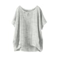 thumbnail image 1 of QASIEATN Trendy Essentials Clothing for Women: Elegant Summer Short Sleeve Solid Casual Loose Linen Top Fall Fashion Outfits for Women, 1 of 8