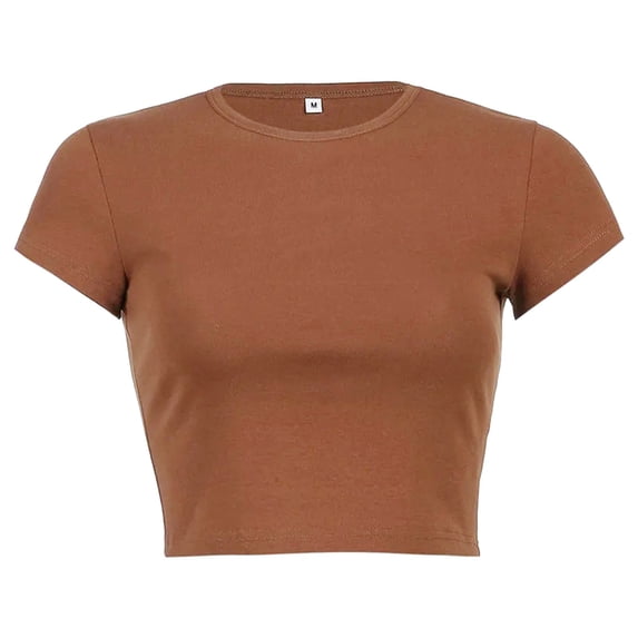 QASIEATN Trendy Essentials Clothing for Women: Pretty Round Neck Summer Solid Color Short T Shirt Fall Fashion Outfits for Women