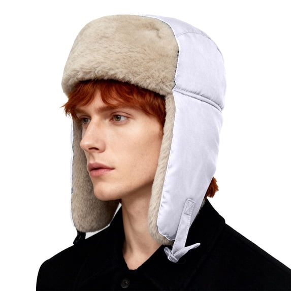 QASIEATN Unisex Beanie Hats Men's Beanie Hat Autumn and Winter Outdoor Cold Windproof Ear Ski Hat Women's Fleece Lined Thickened Cap Fall Fashion Accessories