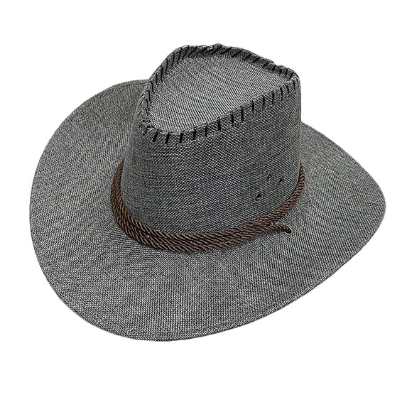 QASIEATN Men's Classic Western Hat with Leather and Metal Embellishments Brown Cowboy Hat for Outdoor and Casual Wear Daily Wear Accessories Cowboy for Women and Men
