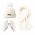 thumbnail image 1 of QASIEATN Warmer Set for Girls and Boys 3 Pcs Kids Winter Hat Gloves Scarf Set Girls Boys Beanie with PomPom Fleece Lined Mittens Neck Warmer Fall Fashion Accessories, 1 of 4