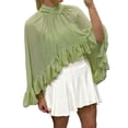 thumbnail image 1 of QASIEATN Women Chiffon Shawl Cape Mesh Poncho Top Capelets for Evening Dress Shawl Cover Up Wedding Daily Wear Casual Accessories Wraps for Women, 1 of 6
