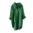 thumbnail image 1 of QASIEATN Women Cotton Solid Long Sleeve Shirt Casual Loose Blouse Button Down Tops Fall Fashion Outfits for Women, 1 of 3